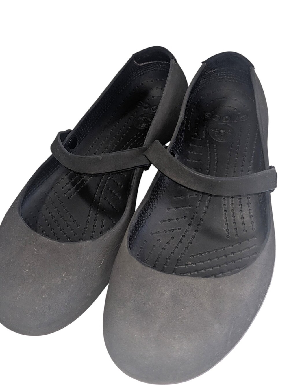 CROCS Women's Gray Black Mary Jane Flats Charcole Size 10 Casual Comfort